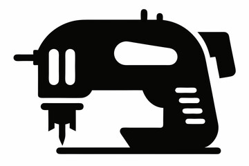 Jigsaw Power Tool Black Silhouette Vector Illustration