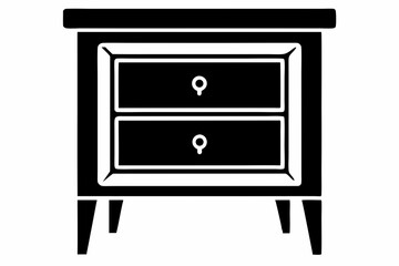 Nightstand Black Silhouette Vector Illustration