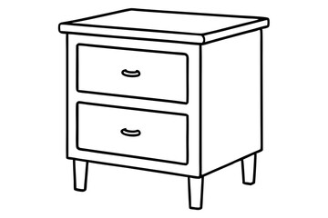 Nightstand Line Art Vector Illustration
