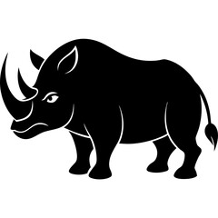 Rhino vector silhouette illustration isolated on white background