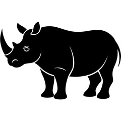 Rhino vector silhouette illustration isolated on white background