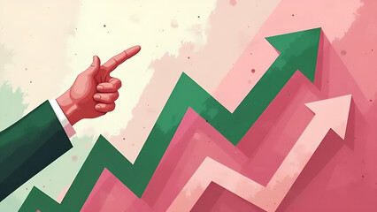 Halftone Collage with Hand and Arrow in Grunge Style – Vintage Business Finance Market Poster
