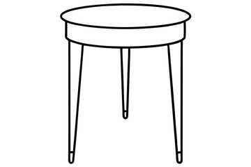 Side Table Line Art Vector Illustration