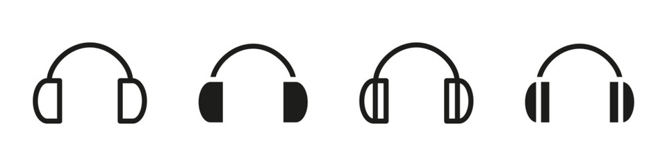 Headphones icon. Audio listening device vector illustration. Over-ear stereo symbol for music and sound playback. Modern wearable gadget for entertainment and acoustic experiences.