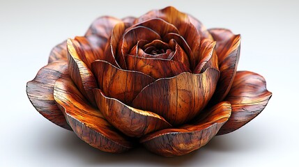 Close up of a detailed wood rose carving high resolution background