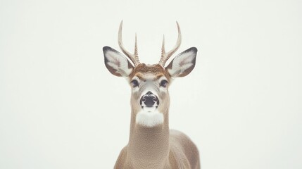 Whitetail deer portrait, winter forest, calm, nature