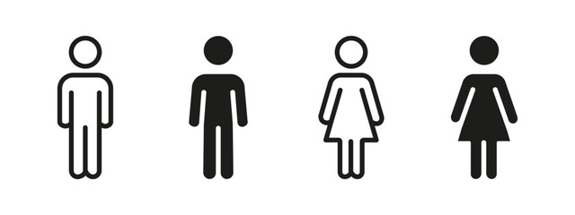 People icon. Male and female human figures vector illustration. Gender symbol with simple person shapes. Universal pictogram for users, profiles, restrooms and demographic representation.