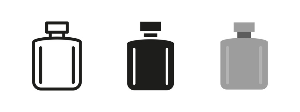 Alcohol flask icon. Metal hip flask vector illustration. Portable container for carrying liquor or spirits. Common accessory for travel, outdoor events or discreet personal use.