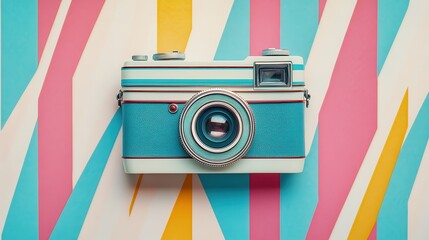 Funky retro fashion Vintage polaroid camera capturing memories