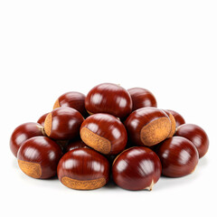 Obraz premium chestnuts isolated on white background close up. studio shot. healthy food.
