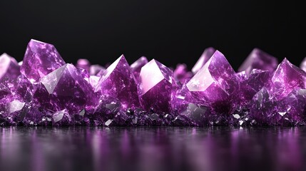 Fototapeta premium Brilliant amethyst crystals glisten under soft light, showcasing their rich purple colors