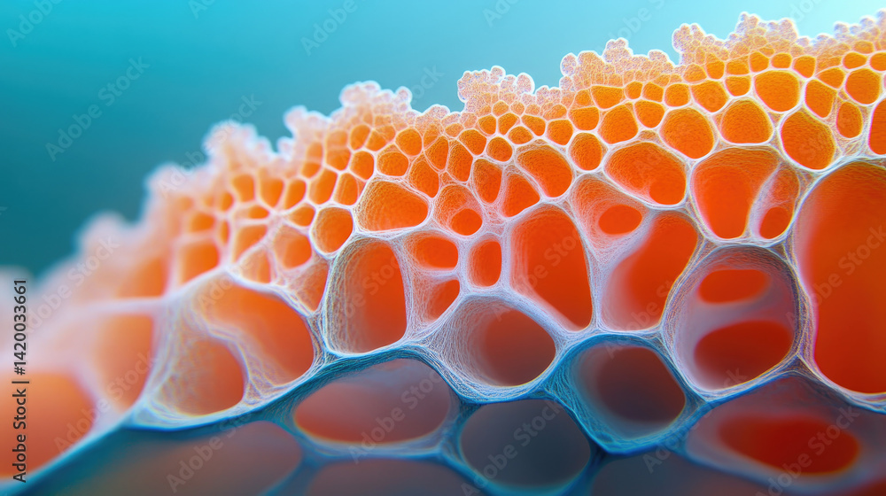 Poster exploration of nano engineered material's cross section under extreme magnification in a laboratory 