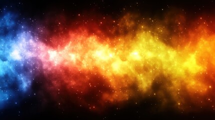 Fototapeta premium Stunning hues of blue, orange, and red swirl together in a majestic cosmic display