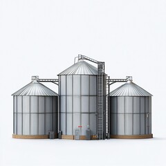 Grain silos with agricultural storage, and farm.