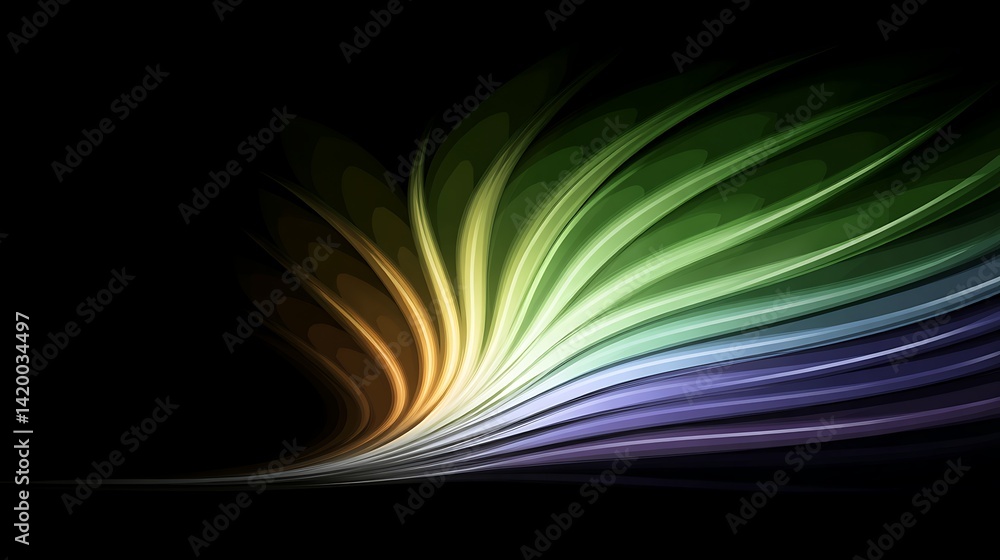 Aufkleber colorful abstract feather gradient design with smooth swirling lines on dark backdrop artwork.