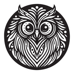 Fototapeta premium A black tribal pattern forms an ornate bird tattoo design, a vintage vector art element