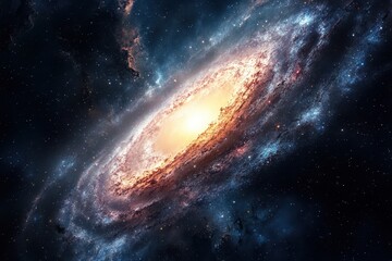 Obraz premium Wonder of the universe displayed through a spiral galaxy against a starry backdrop