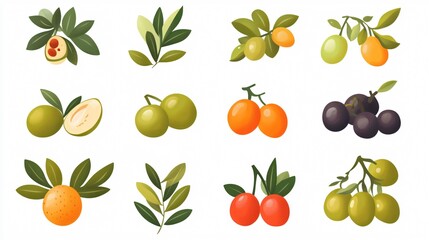 Olive Vector Illustration: Elegant Single Flat Design for Visual Projects