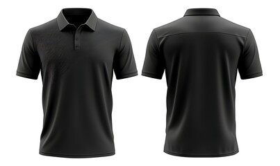 Elegance in Black: Two-view polo shirt showcasing the timeless appeal of classic apparel. The intricate details of the design and texture make it versatile clothing option.