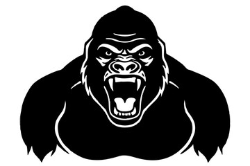 Angry Gorilla vector silhouette illustration isolated on white background