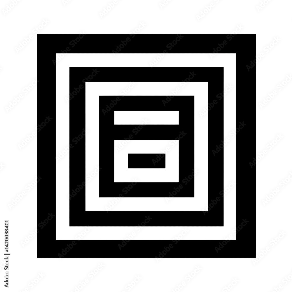 Poster concentric square geometric pattern design with horizontal lines modern abstract aesthetic art.