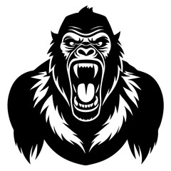 Angry Gorilla vector silhouette illustration isolated on white background