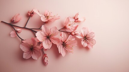 Obraz premium Delicate pink cherry blossoms gracefully arranged.