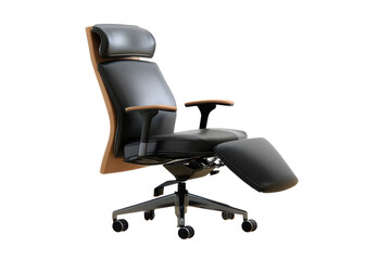 Ergonomic Excellence: A Luxurious Black Leather Office Chair with Extended Leg Rest for Ultimate Comfort and Support in Modern Workspace.