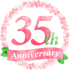 35th anniversary Anniversary with pink flower wreath