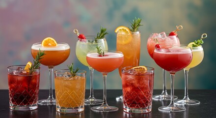 Colorful Cocktail Collection - A vibrant assortment of refreshing cocktails, perfect for any celebration or gathering