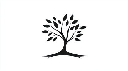 Fototapeta premium Simple Tree Silhouette on White