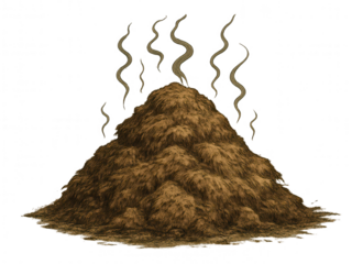 Steaming pile of manure on transparent background