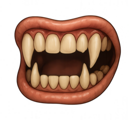 Vampire Mouth Showing Fangs on Transparent Background