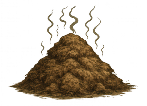 Steaming pile of manure on transparent background
