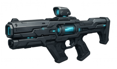 Futuristic Sci-Fi Gun Design with Glowing Elements