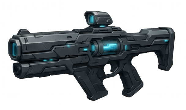 Futuristic Sci-Fi Gun Design with Glowing Elements