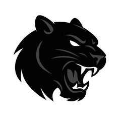 Simple Black Panther Head Logo with Fierce Expression Design