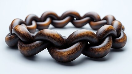 Secure connection visualized with dark wood chain high resolution image