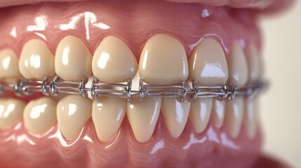 Closeup dental braces checkup.