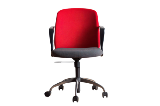Ergonomic Office Chair: The Epitome of Comfort and Support for Long Hours of Productivity, Featuring a Vibrant Red Back and Sleek Black Accents