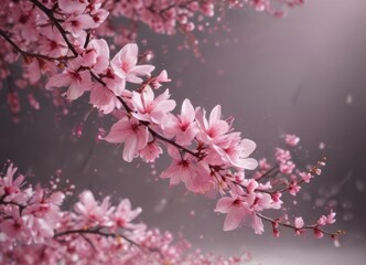 Fototapeta premium Abstract pink petals swirl, ethereal sakura backdrop, magical, design
