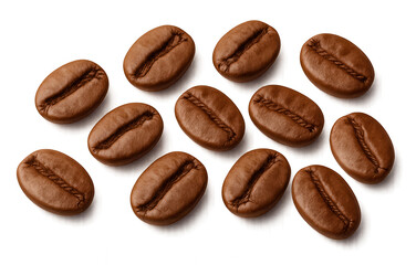 Naklejka premium Roasted coffee beans forming a pattern on transparent background