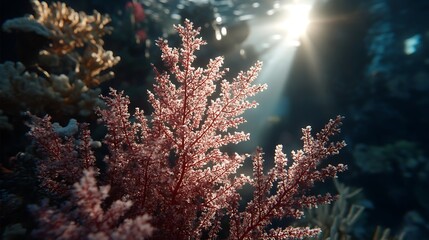Coral Reef Radiance Underwater Flora and Sunlight Symphony Creating Marine Beauty in Aquatic Habitat
