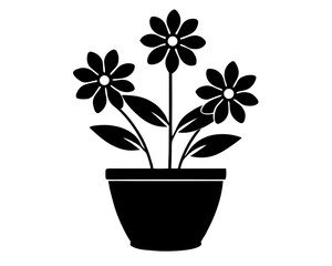 flower pot vector silhouette illustration isolated on white background