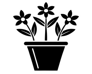 Obraz premium flower pot vector silhouette illustration isolated on white background