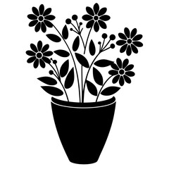 flower pot vector silhouette illustration isolated on white background