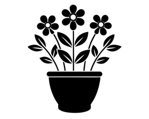 flower pot vector silhouette illustration isolated on white background