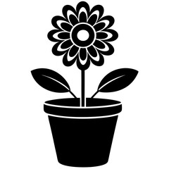 flower pot icon vector silhouette illustration isolated on white background