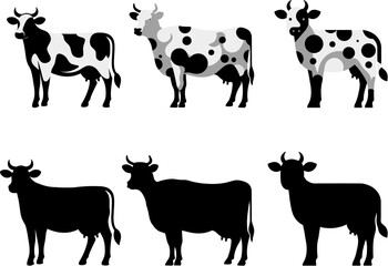 Stylized Cow Evolution Illustration in Modern Minimalist Art Style,Creative illustration showing the evolution of a cow from abstract shape to full form in a minimalist and modern art style.