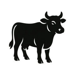 Fototapeta premium Simple Black Cow Illustration on Transparent Background